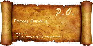 Paray Ompoly névjegykártya